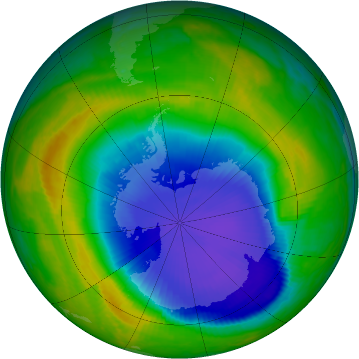 Antarctic ozone map for 31 October 1998